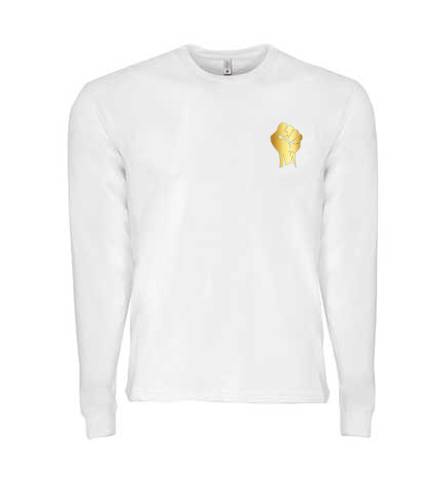 ROCKDEEP ALPHA Embroidered Long Sleeve Sueded T-Shirt (White)