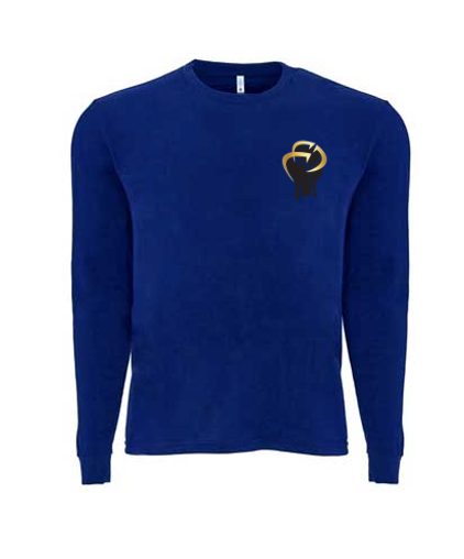 ROCKDEEP ALPHA Embroidered Long Sleeve Sueded T-Shirt (Royal Blue)