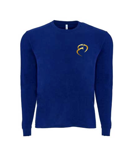 ROCKDEEP ALPHA Embroidered Long Sleeve Sueded T-Shirt (Royal Blue)