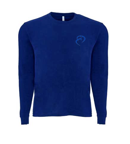 ROCKDEEP ALPHA Embroidered Long Sleeve Sueded T-Shirt (Royal Blue)