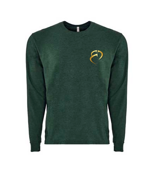 ROCKDEEP ALPHA Embroidered Long Sleeve Sueded T-Shirt (Heather Green)