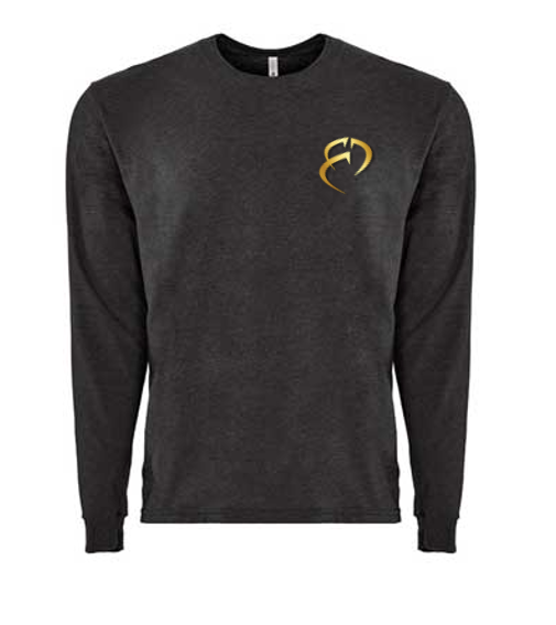 ROCKDEEP ALPHA Embroidered Long Sleeve Sueded T-Shirt (Charcoal Heather)