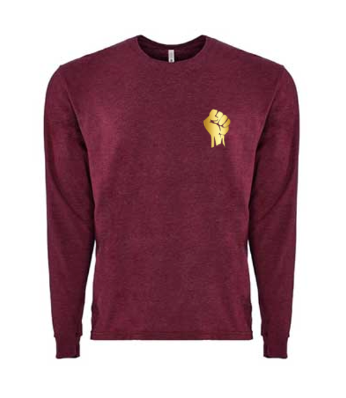 ROCKDEEP ALPHA Embroidered Long Sleeve Sueded T-Shirt (Red Heather)