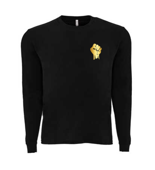 ROCKDEEP ALPHA Embroidered Long Sleeve Sueded T-Shirt (Black)