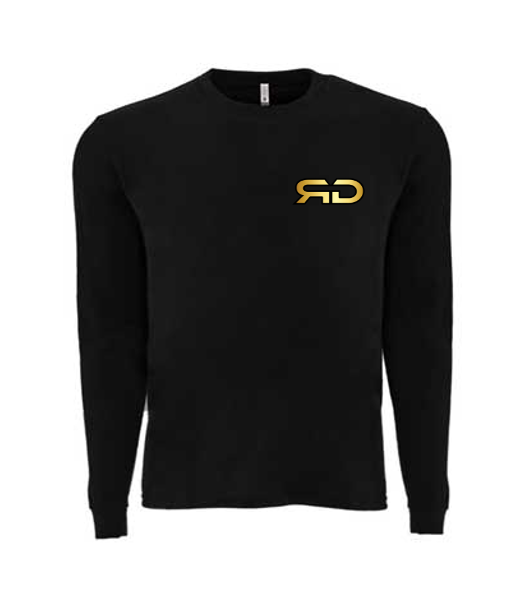 ROCKDEEP ALPHA Embroidered Long Sleeve Sueded T-Shirt (Black)